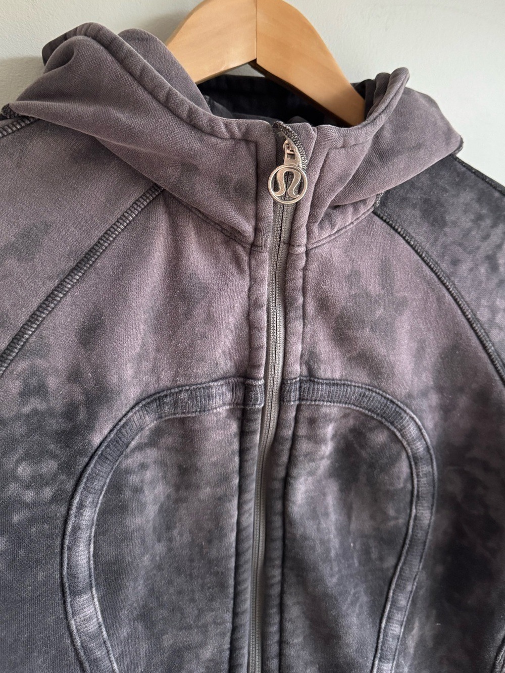 Lululemon Tie-Dye Scuba Hoodie Womens 12 Grey Hooded Full Zip Sweatshirt - Picture 4 of 12